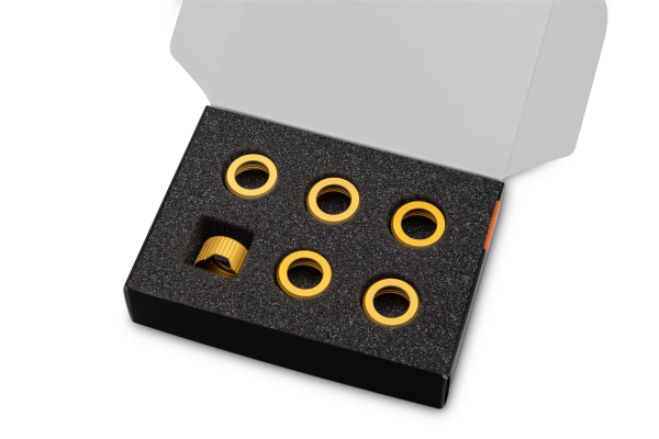 EK Water Blocks EK-Quantum Torque Compression Ring 6-Pack HDC 12 – Satin Gold