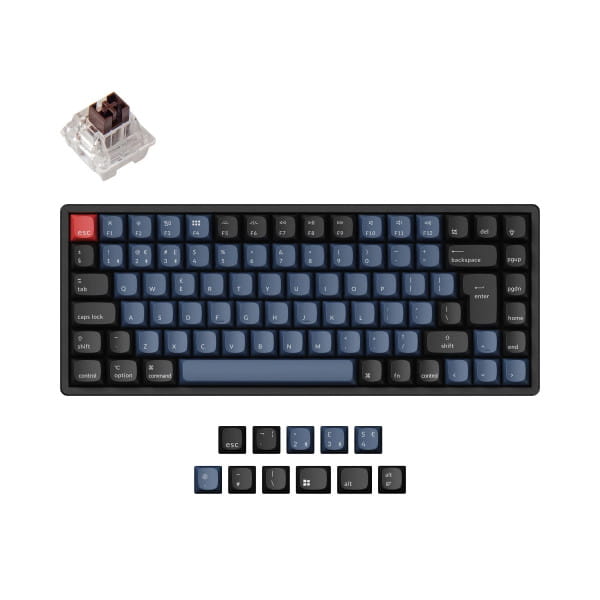 TAT Keychron K2 Pro - Gaming-Tastatur schwarz/blau, DE-Layout, Gateron G Pro Brown, Hot-Swap, PBT