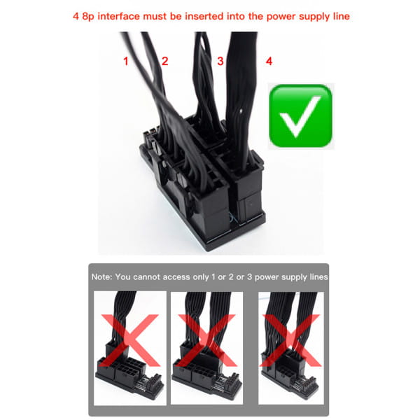 ZK Phobya 12VHPWR Adapter 180 Grad 16Pin to 4x8Pin - Black Left