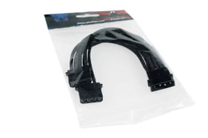 LK Phobya Y-Kabel 4Pin auf 2x 4Pin Einzel Sleeving - Schwarz 20cm