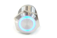 SEN Phobya Vandalismus  / Klingeltaster 19mm Edelstahl, blau Ring beleuchtet 6pin EOL