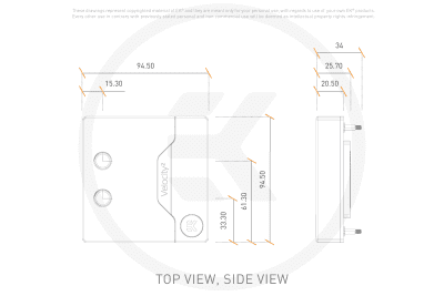 WAC EK Water Blocks EK-Quantum Velocity2 D-RGB - 1700/1851 Nickel + Gold