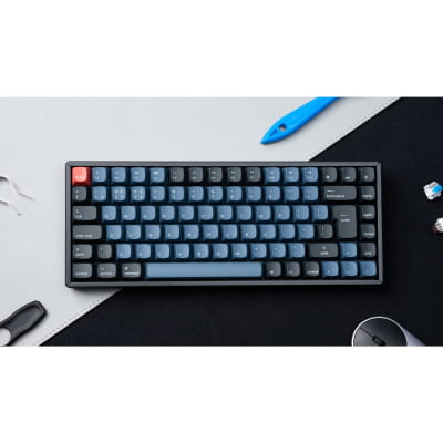 TAT Keychron K2 Pro - Gaming-Tastatur schwarz/blau, DE-Layout, Gateron G Pro Red, Hot-Swap, PBT