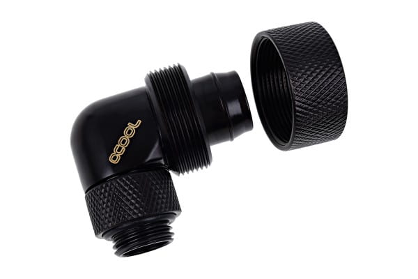 ANS Alphacool Eiszapfen 19/13mm Anschraubtülle 90° drehbar G1/4 - Deep Black PHT EOL