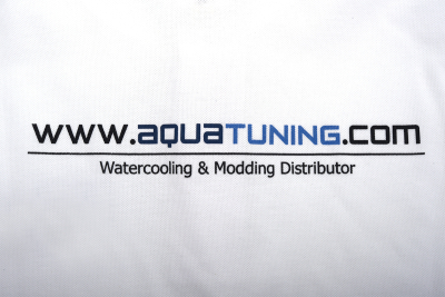 ZSO Aquatuning Frauen Polo-Shirt blau mit Logo (www.aquatuning.com) Größe S