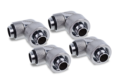 ANS Alphacool Eiszapfen 16/10mm Anschraubtülle 90° drehbar G1/4 - 4pcs Set Chrome