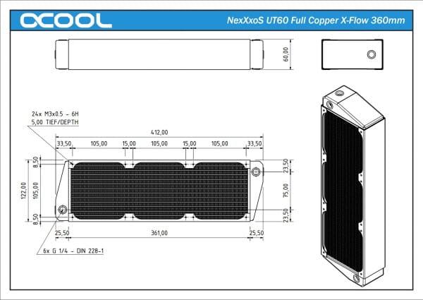RAD Alphacool NexXxoS UT60 Full Copper X-Flow 360mm Radiator
