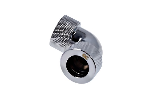 ANS Alphacool HT 16mm HardTube Anschraubtülle 90° L-Verbinder - gerändelt - Chrome PHT EOL