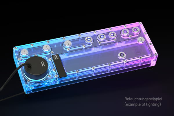 AGB Alphacool Core Distro Plate 360 Links D5/DDC V.2 mit D5 Apex Pumpe