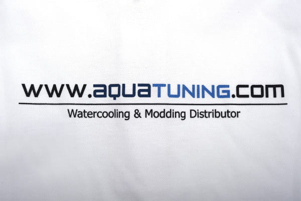 ZSO Aquatuning Frauen Polo-Shirt blau mit Logo (www.aquatuning.com) Größe S