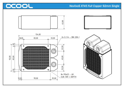 RAD Alphacool NexXxoS XT45 Full Copper 92mm Single Radiator